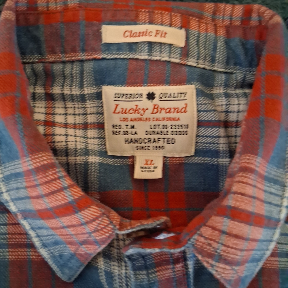 Lucky Brand Classic XL Red and Blue Check Shirt - Picture 2 of 2